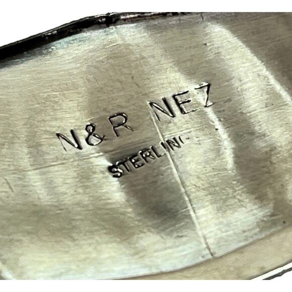 ZUNI Sterling Silver Kingman Turquoise Cluster Bracelet Signed N & R Nez - NEW - Picture 9 of 16